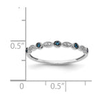 14k White Gold 1/20 carat Blue and White Diamond Fancy Band