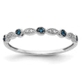 14k White Gold 1/20 carat Blue and White Diamond Fancy Band