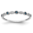 14k White Gold 1/20 carat Blue and White Diamond Fancy Band