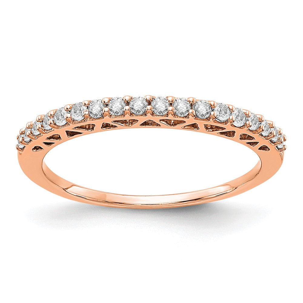 14k Rose Gold Polished 2mm 1/4 carat Diamond Band