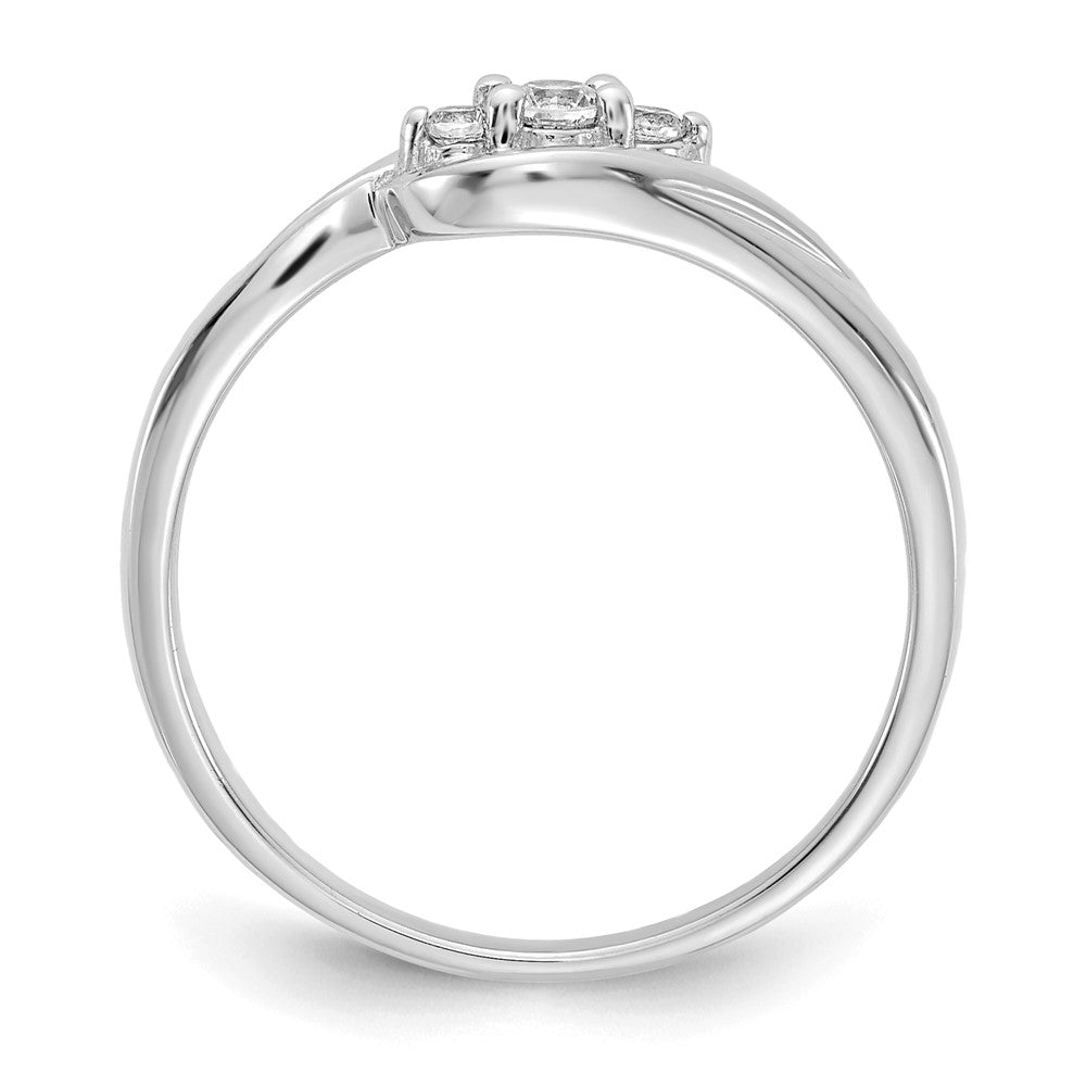 14k White Gold 3-stone 1/10 carat Diamond Bypass Ring