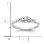 14k White Gold 3-stone 1/10 carat Diamond Bypass Ring