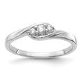 14k White Gold 3-stone 1/10 carat Diamond Bypass Ring