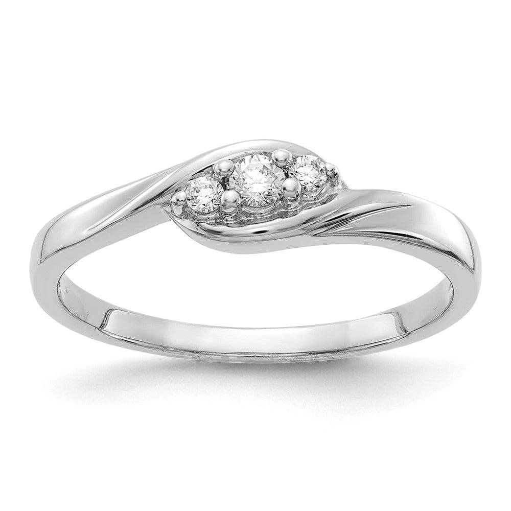 14k White Gold 1/10 carat Lab Grown Diamond VS/SI+ G+ Complete Three Stone Ring
