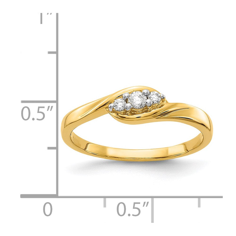 14k 3-stone 1/10 carat Diamond Bypass Ring