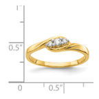 14k 3-stone 1/10 carat Diamond Bypass Ring