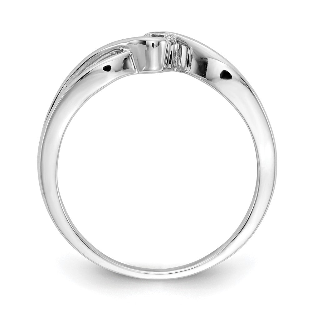 14kt White Gold Polished 1/10 carat Diamond Bypass Ring