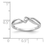 14kt White Gold Polished 1/10 carat Diamond Bypass Ring