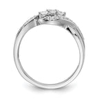 14k White Gold 3-Stone 1/4 carat Diamond Bypass Ring