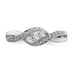 14k White Gold 3-Stone 1/4 carat Diamond Bypass Ring