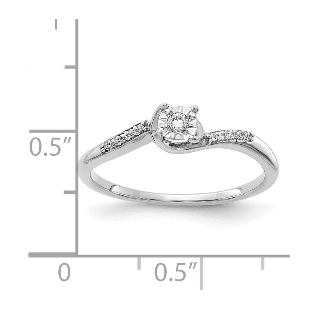 14k White Gold 1/15 carat Diamond Bypass Ring