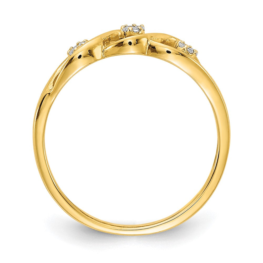 14k Polished 1/15 carat Diamond Wave Ring
