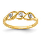 14k Polished 1/15 carat Diamond Wave Ring