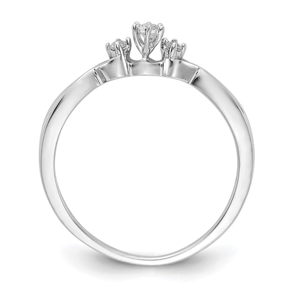 14k White Gold Polished 3-stone 1/10 carat Diamond Ring