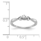 14k White Gold Polished 3-stone 1/10 carat Diamond Ring