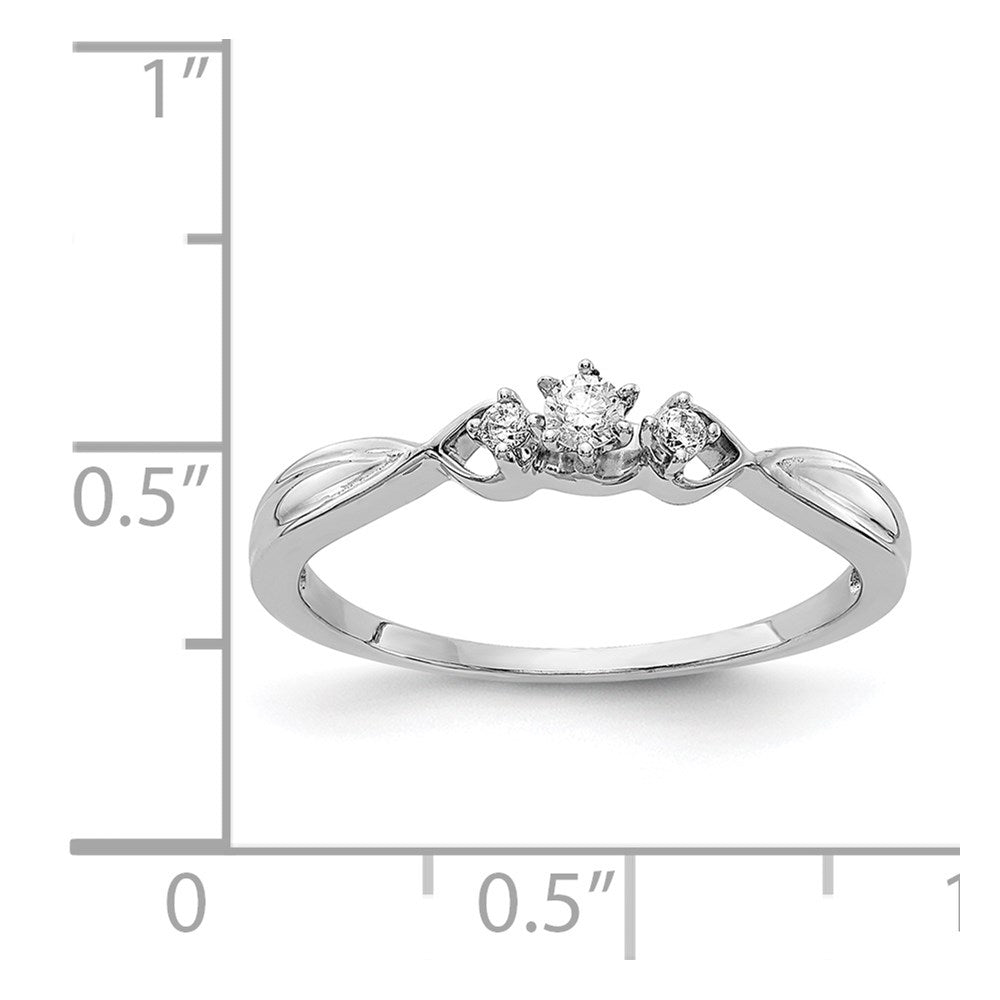 14k White Gold Polished 3-stone 1/10 carat Diamond Ring