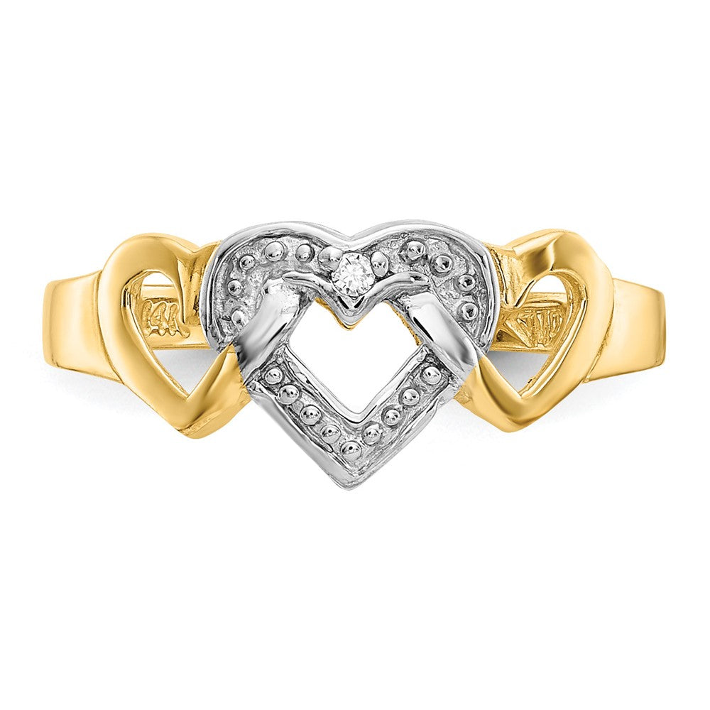 14k and White Rhodium Diamond Heart Toe Ring