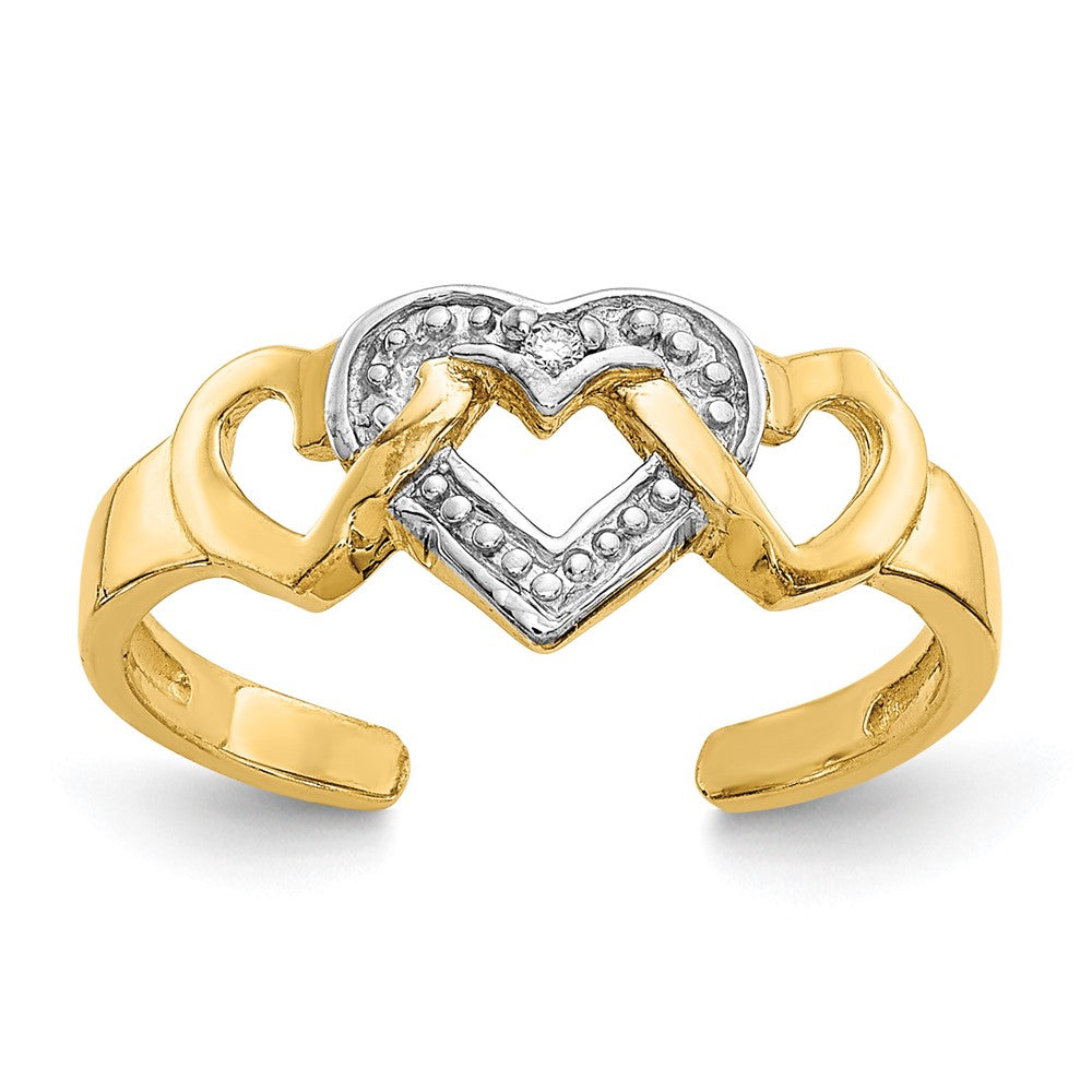 14k and White Rhodium Diamond Heart Toe Ring