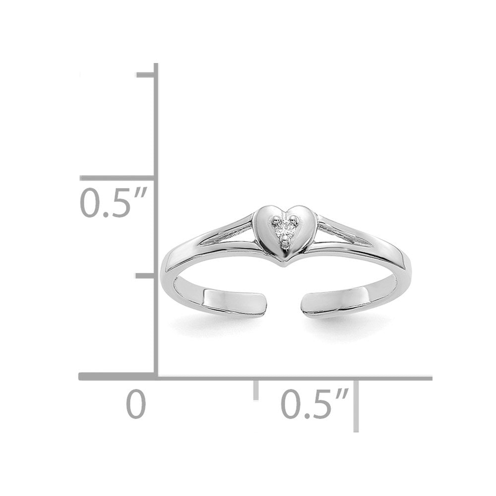 14k White Gold .01 carat Diamond Heart Toe Ring