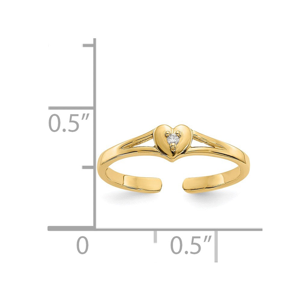 14k .01 carat Diamond Heart Toe Ring