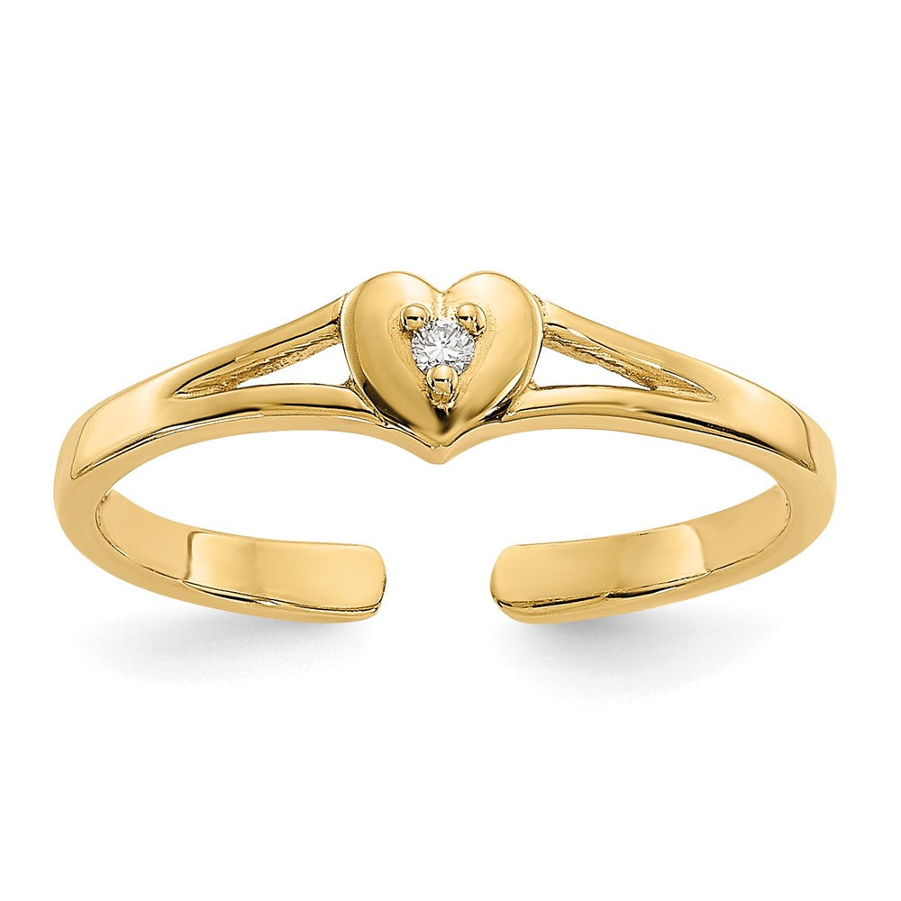 14k .01 carat Diamond Heart Toe Ring