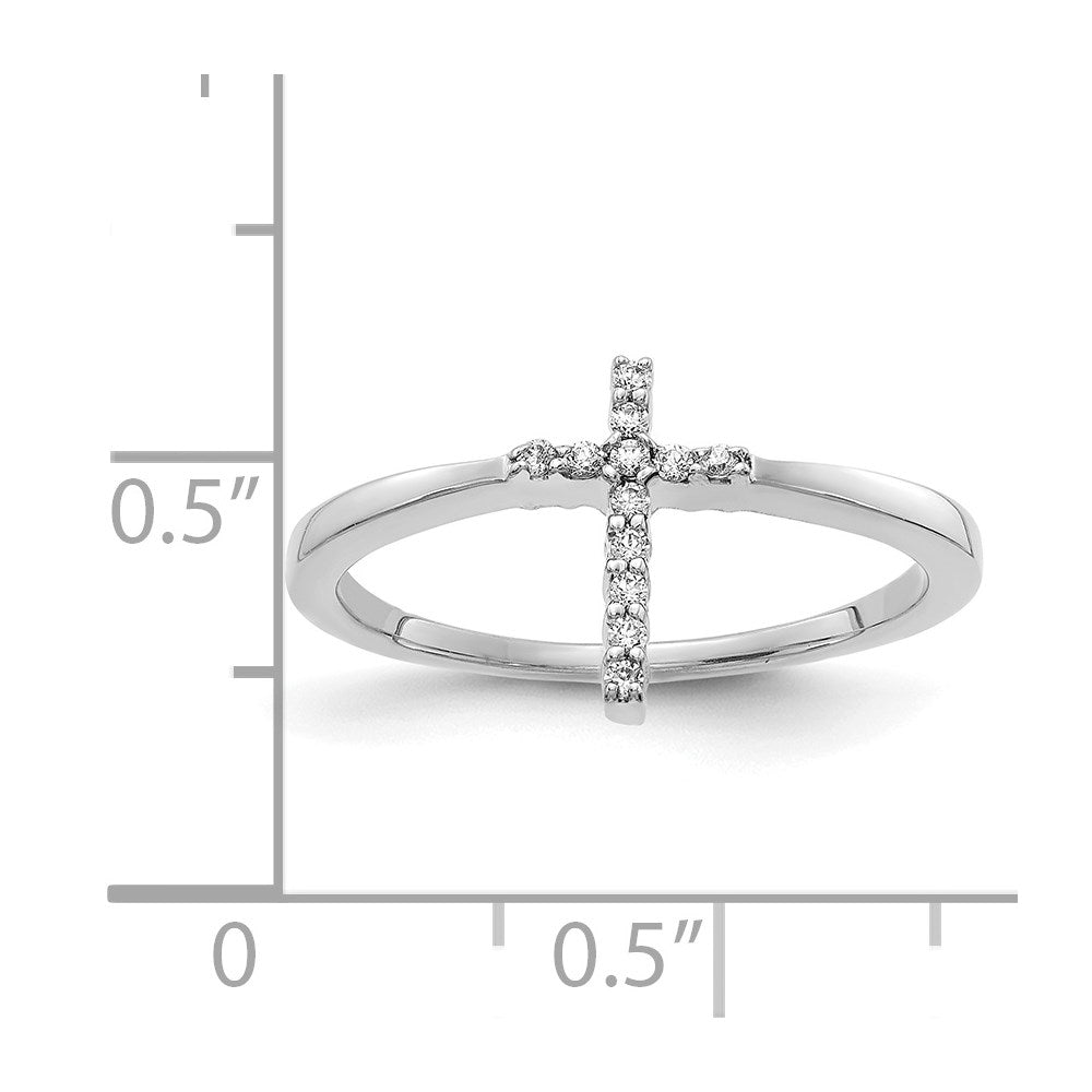 14k White Gold 1/15 carat Diamond Cross Ring
