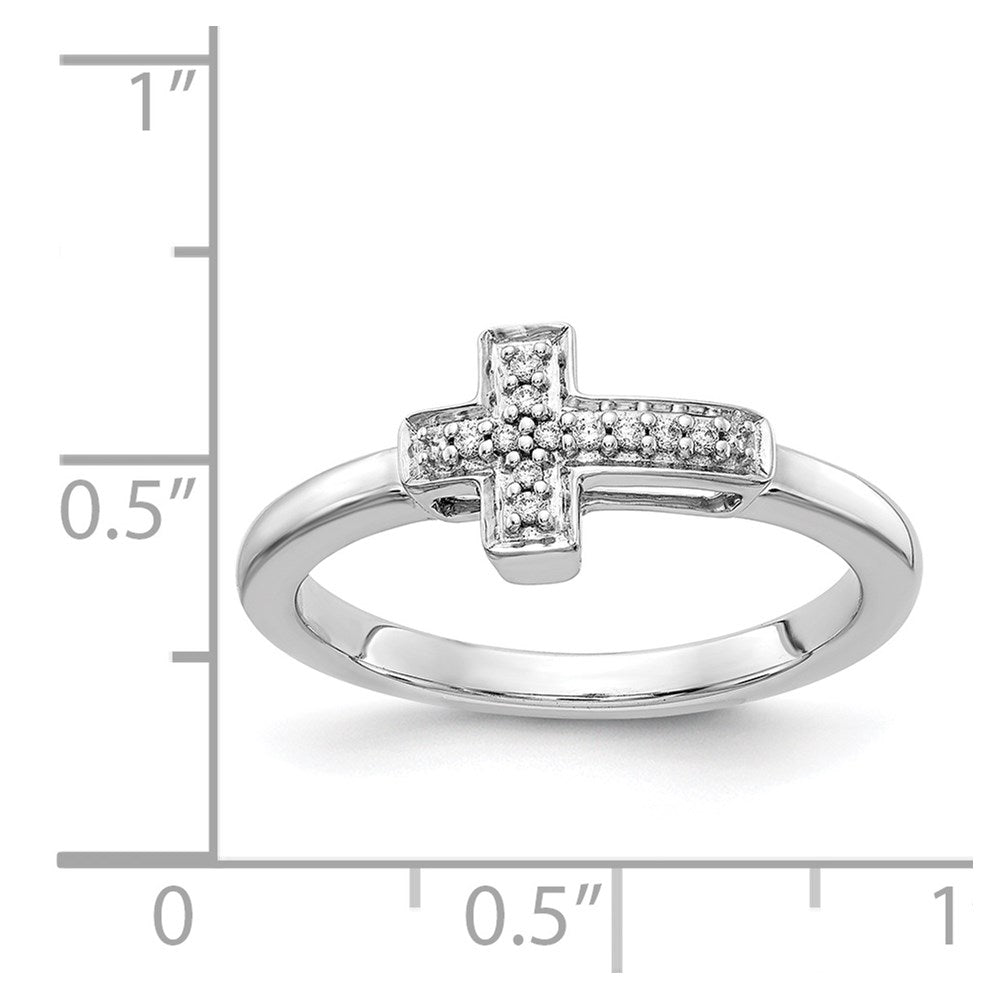 14k White Gold 1/20 carat Diamond Cross Ring