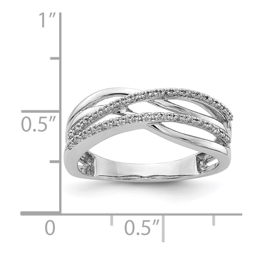 14k White Gold Polished 1/10 carat Diamond 4-Strand Ring
