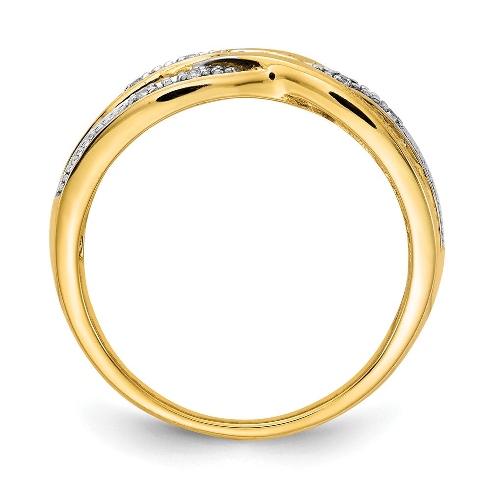14k and White Rhodium 1/20 carat Diamond Woven Ring