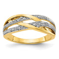 14k and White Rhodium 1/20 carat Diamond Woven Ring