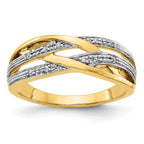 14k and White Rhodium 1/20 carat Diamond Woven Ring