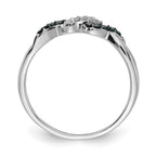 14k White Gold with Black Rhodium 1/10 carat Blue and White Diamond Twist Ring