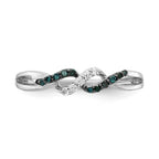 14k White Gold with Black Rhodium 1/10 carat Blue and White Diamond Twist Ring