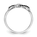 14k White Gold with Black Rhodium 1/10 carat Black and White Diamond Twist Ring