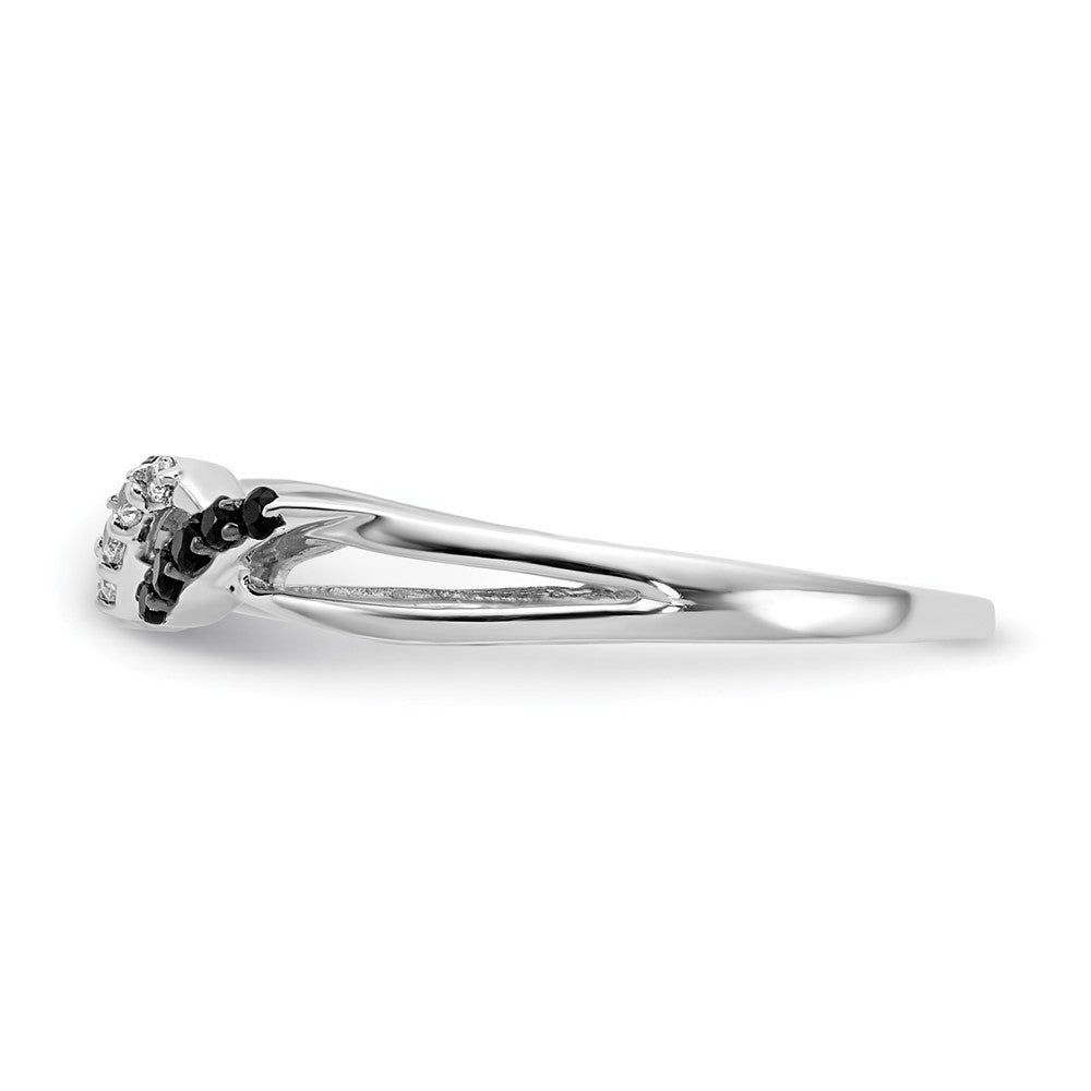 14k White Gold with Black Rhodium 1/10 carat Black and White Diamond Twist Ring