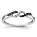 14k White Gold with Black Rhodium 1/10 carat Black and White Diamond Twist Ring