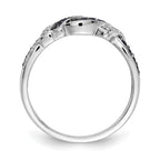 14k White Gold with Black Rhodium 1/4 carat White and Blue Diamond Swirl Ring