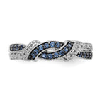 14k White Gold with Black Rhodium 1/4 carat White and Blue Diamond Swirl Ring