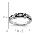 14k White Gold with Black Rhodium 1/4 carat White and Black Diamond Swirl Ring
