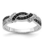 14k White Gold with Black Rhodium 1/4 carat White and Black Diamond Swirl Ring