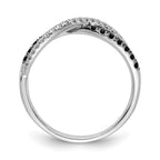14k White Gold 1/4 carat Black and White Diamond Crisscross Ring
