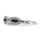 14k White Gold 1/6 carat White and Blue Diamond Twist Ring