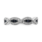 14k White Gold 1/6 carat White and Blue Diamond Twist Ring