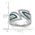 14k White Gold 1/2 carat Blue and White Diamond Fancy Bypass Ring