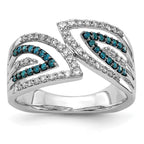 14k White Gold 1/2 carat Blue and White Diamond Fancy Bypass Ring