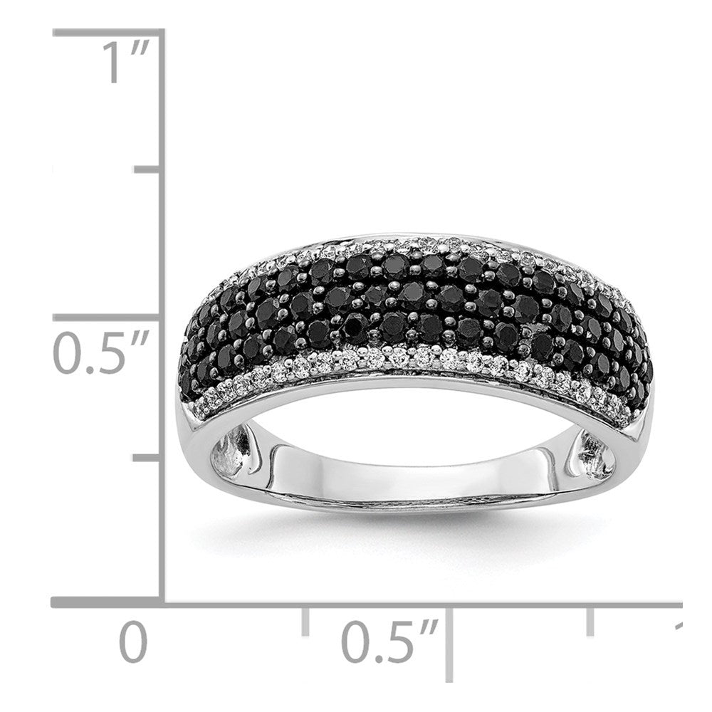 14k White Gold 7/8 carat White and Black Diamond Pave Band Ring