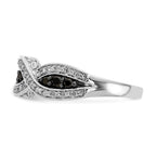 14k White Gold 3/8 carat White and Black Diamond Twist Ring