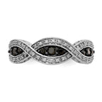 14k White Gold 3/8 carat White and Black Diamond Twist Ring