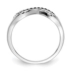 14k White Gold with Black Rhodium 1/8 carat Blue and White Diamond Crisscross Ring