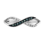 14k White Gold with Black Rhodium 1/8 carat Blue and White Diamond Crisscross Ring